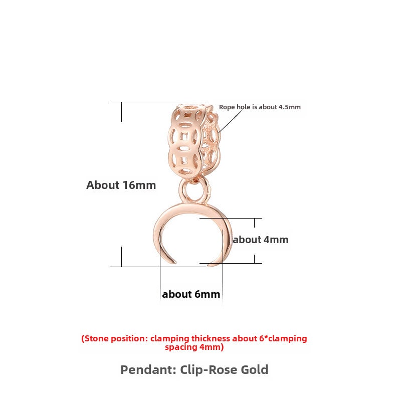 Generic New S925 Silver Bead Clasp Pendant KTJ-2477 Rose Gold 
