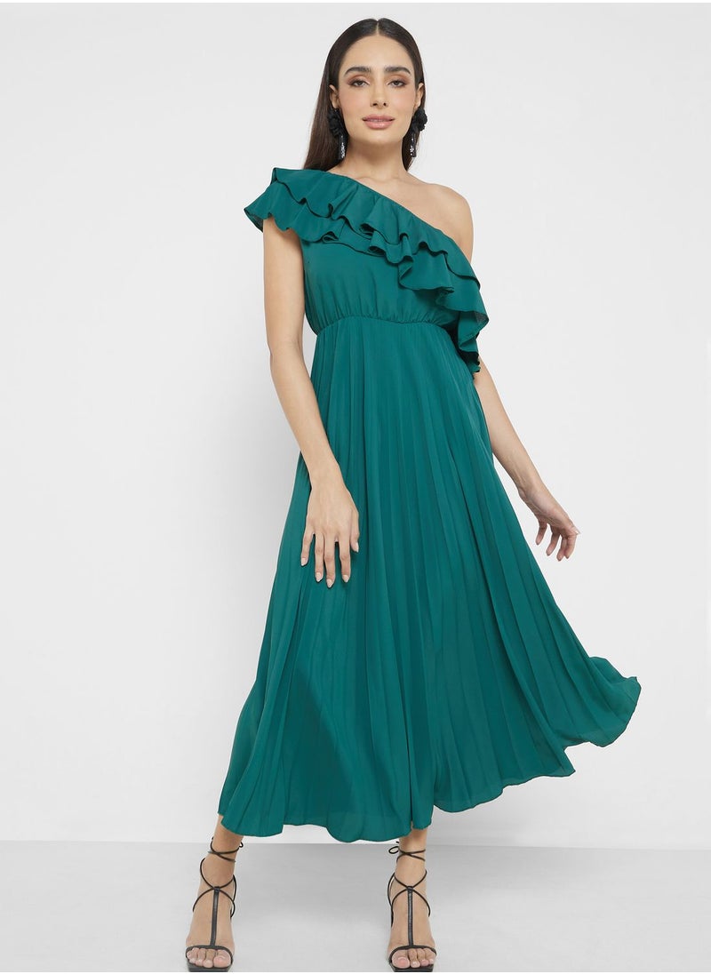 One Shoulder Ruffle Pleated Dress - pzsku/Z0D39742A0ADC74114755Z/45/_/1718239230/0dbc4284-dde4-42cf-a27f-d21650fcbaae