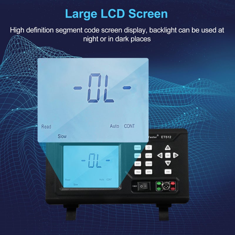 مقياس المقاومة المنخفض باللون الأسود مع سوكة بريطانية عالية الدقة مع شاشة LCD مضاءة خلفياً واضحة - مقياس الميليأوم المحمض الصغير لحجز أجزاء تجهيز اختبار مواقع العمل - Image 2