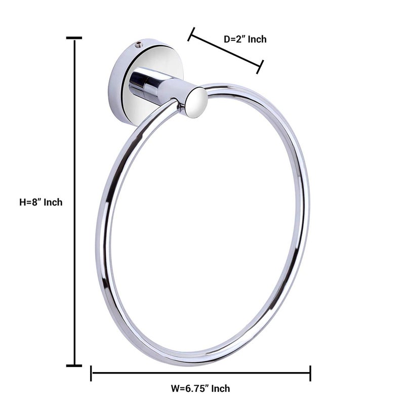 Proniks Proniks Wall Mounted Stainless Steel with Chrome Finish Round Napkin Holder | Towel Hanger Ring for | Kitchen | Wash Area | Bathroom (W/o. Cap)) - Image 5