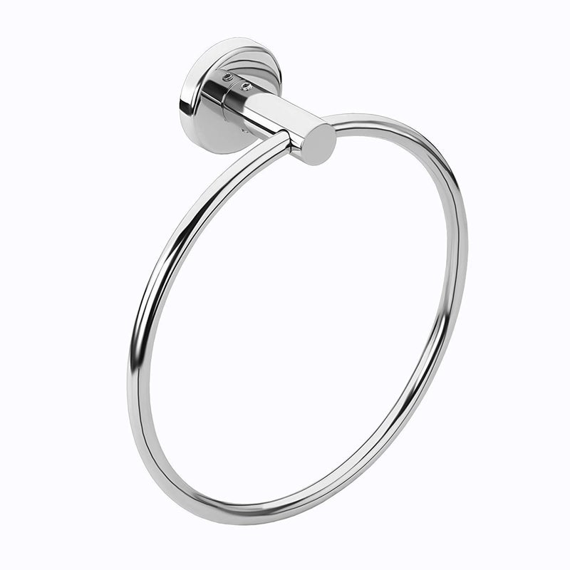 Proniks Proniks Wall Mounted Stainless Steel with Chrome Finish Round Napkin Holder | Towel Hanger Ring for | Kitchen | Wash Area | Bathroom (W/o. Cap)) - Image 1