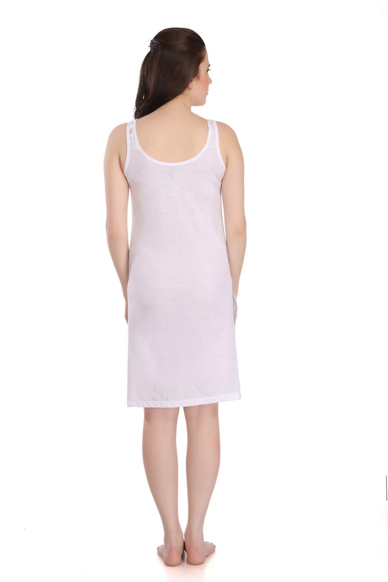 Splash Cotton Rich Camisole Slip for Women| Long Kurti Slip/Suit Slip/Camisole Slip Knee Length - 139 White - Image 4