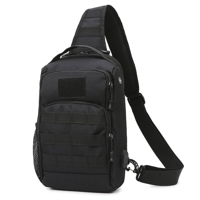 حقيبة صدر تكتيكية عبر الحدود للرجال حقيبة كتف حقيبة عبر الجسم في الهواء الطلق لويّا تمويه سعة كبيرة متعددة الوظائف حقيبة صدر حقيبة مقلاع سوداء - Image 1