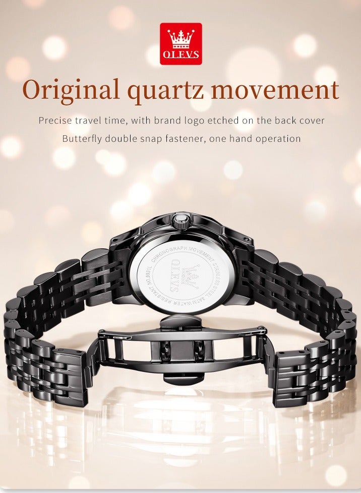 أوليفز أعلى ماركة ساعات نسائية أنيقة المعين مرآة الأصلي كوارتز السيدات ساعة اليد الفولاذ المقاوم للصدأ للماء مضيئة جديد - Image 4