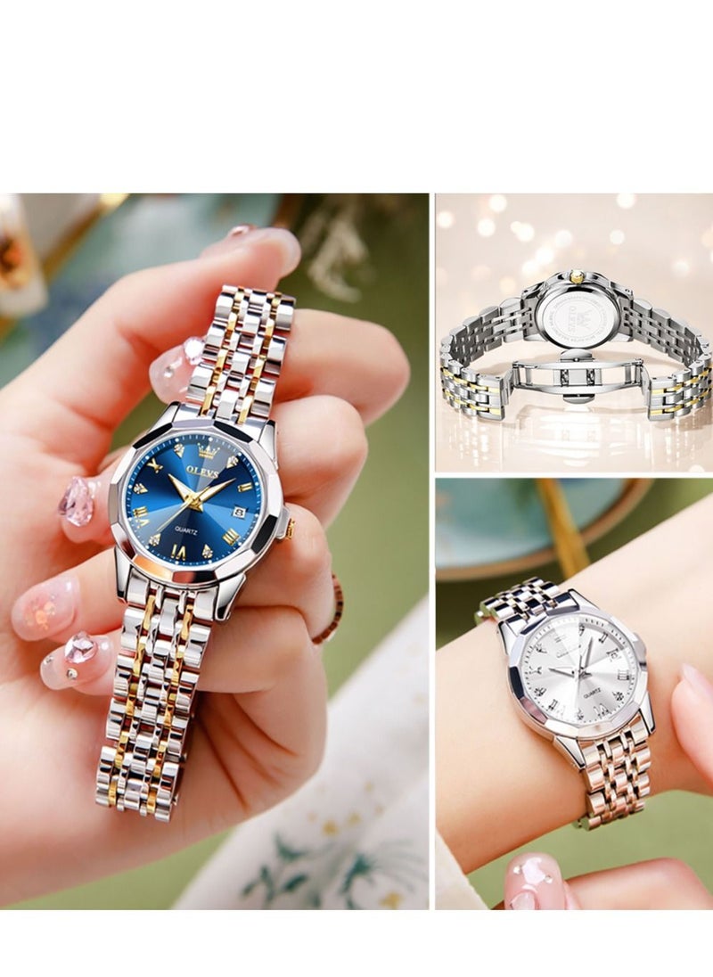 OLEVS Top Brand Women's Watches Elegant Rhombus Mirror Original Quartz Ladies Wristwatch Stainless Steel Waterproof Luminous New  - Image 4