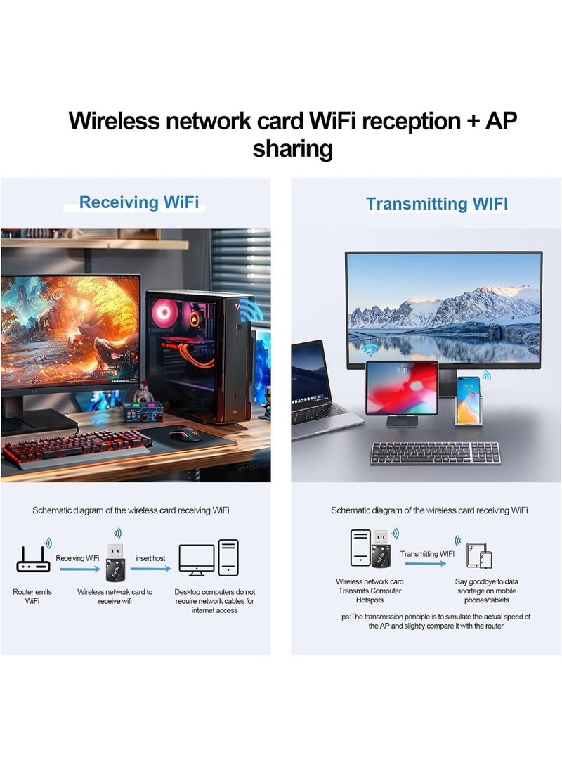 Bluetooth Wireless USB WiFi Adapter, Mini WiFi 6 USB Adapter Dual Band 5GHz ,USB Wireless Adapter for Desktop PC Laptop,Support Windows 11/10/7 - Image 5