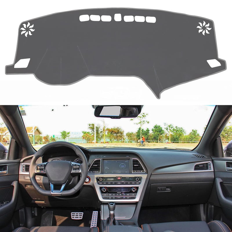 SENSHINE for Hyundai Sonata 2015 2016 2017 2018 2019 Dashboard Cover Center Console Cover Dash Mat Carpet Protector Sunshield Cover Custom Fit Gray Trim