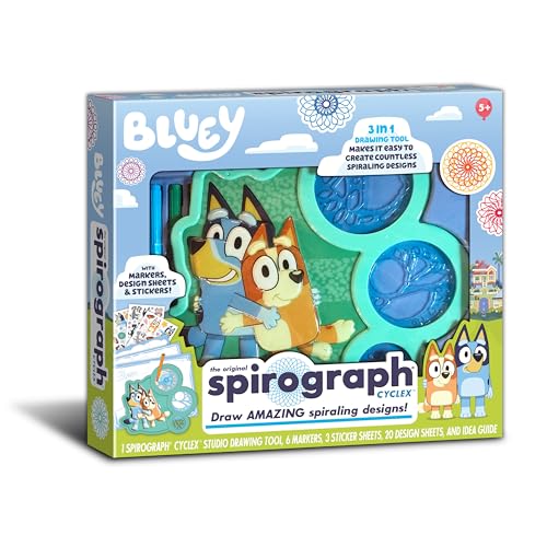 Spirograph Cyclex Set Bluey Drawing Kit Arts and Crafts Bluey Toys Art Supplies Stickers for Kids Spiral Art Markers Design Sheet Included Ages 5 - Image 1