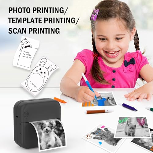 HUIJUTCHEN Mini Photo Printer - Portable Pocket Sticker Printers for iPhone Thermal Printer with 10 Rolls Thermal Paper for Photo, Memo, Journal - Black - Image 4