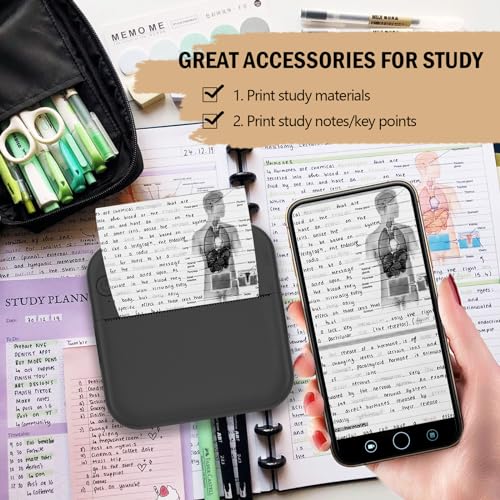 HUIJUTCHEN Mini Photo Printer - Portable Pocket Sticker Printers for iPhone Thermal Printer with 10 Rolls Thermal Paper for Photo, Memo, Journal - Black - Image 5