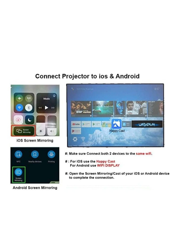 Portable Chip Intelligence 5G Projector Support WiFi, Bluetooth HD With Aspect Ratio For Home - Image 5