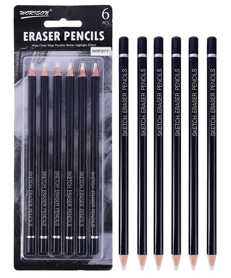 Worison Eraser Pencil for Sketching Drawing Arts Graphics Designs - Set of 6 - Image 1