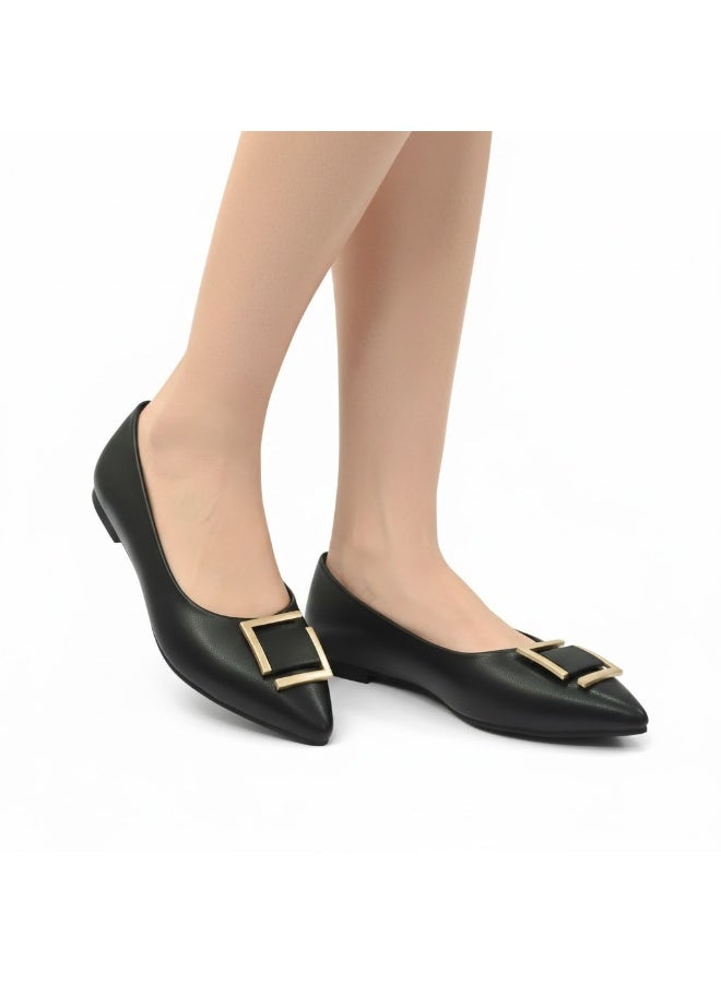 باليرينا راقية بتفاصيل معدنية فاخرة - مزودة بنعل مريح و انيق - Image 1