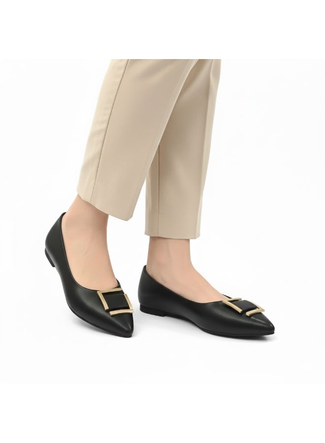 باليرينا راقية بتفاصيل معدنية فاخرة - مزودة بنعل مريح و انيق - Image 2