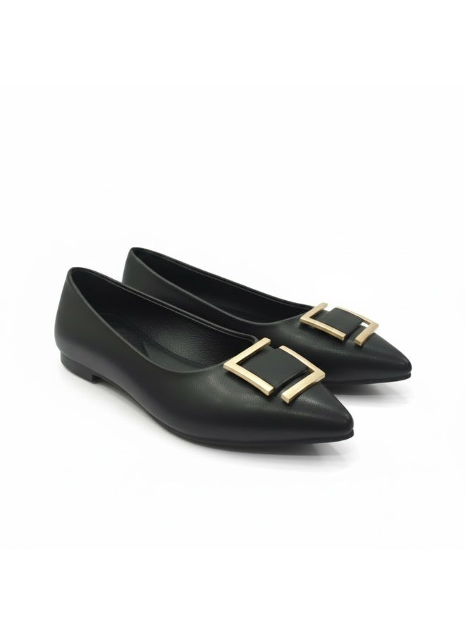 باليرينا راقية بتفاصيل معدنية فاخرة - مزودة بنعل مريح و انيق - Image 3