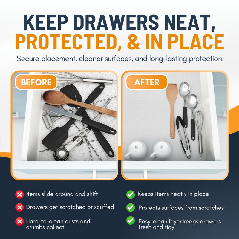 Linda's Essentials Shelf Liner Drawer Liner for Kitchen Cabinets Non-Adhesive by Lindaâ€™s Essentials (12 x 240 Inches) - Non-Slip Easy Clean Kitchen Cabinet and Cupboard Protector, Waterproof Mat, Clear Roll - Image 5