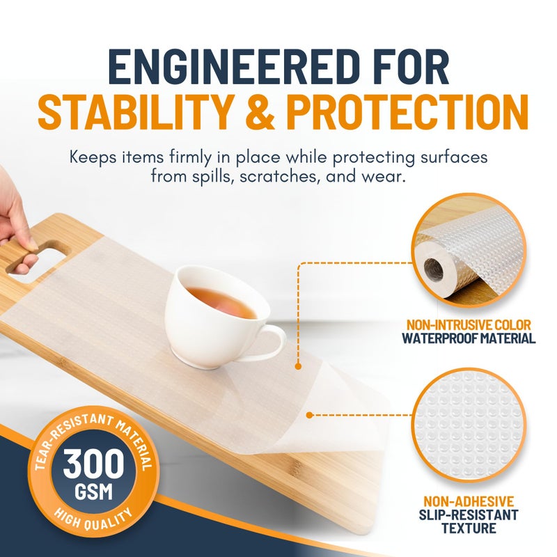 Linda's Essentials Shelf Liner Drawer Liner for Kitchen Cabinets Non-Adhesive by Lindaâ€™s Essentials (12 x 240 Inches) - Non-Slip Easy Clean Kitchen Cabinet and Cupboard Protector, Waterproof Mat, Clear Roll - Image 3