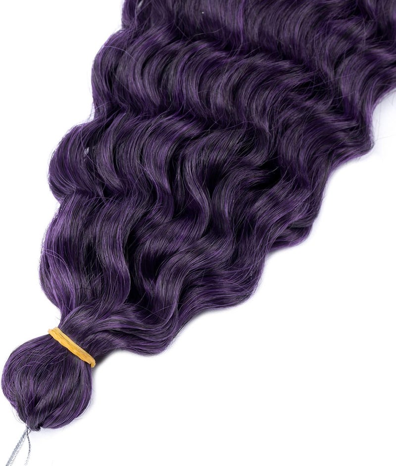 MAYSA Purple Ocean Wave Braiding Crochet Hair Extensions, 30inch Ombre Deep Wave Crochet Hair, 6Packs Soft Synthetic Curly Crochet Hair Extensions for Black Women #1BTpurple - Image 5
