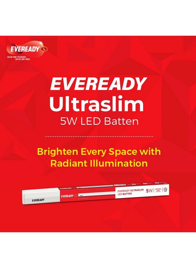 Eveready Eveready 5W LED Batten | Highly Efficient | 100lm/W | Fire Retardant PC Body | Pack of 2 | Lasts Upto 25000 Hours | 4kV Surge Protection | BIS Approved | Made in India | White, Cool Day Light - Image 2