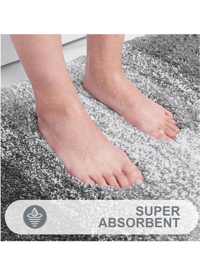 Exquisite Luxury Bathroom Rug Mat, Extra Soft and Absorbent Microfiber Bath Rugs, Non-Slip Plush Shaggy Bath Carpet, Machine Wash Dry Gradual Grey - Image 2