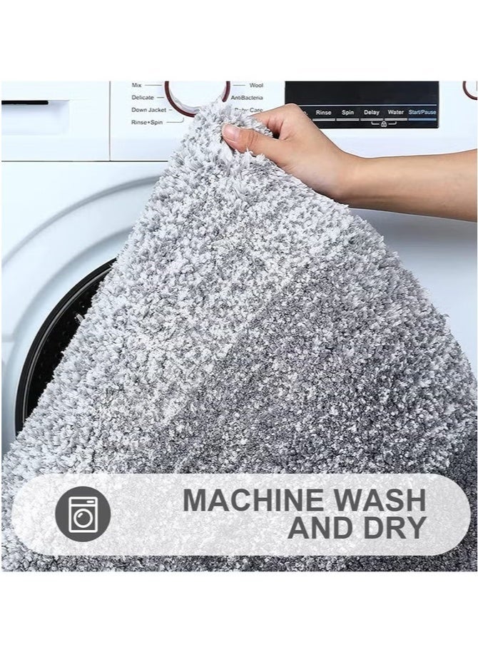 Exquisite Luxury Bathroom Rug Mat, Extra Soft and Absorbent Microfiber Bath Rugs, Non-Slip Plush Shaggy Bath Carpet, Machine Wash Dry Gradual Grey - Image 3