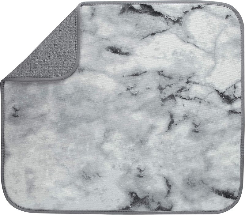S&T INC. Marble Print Dish Drying Mat, 16 Inch by 18 Inch - Image 1