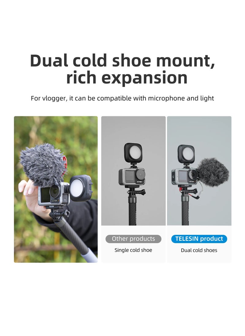 TELESIN - TELESIN Aluminium Alloy Frame Case For DJI ACTION 4 3 Metal Cage Quick Release Mount with Cold Shoe Full Protective Frame Case - Image 1