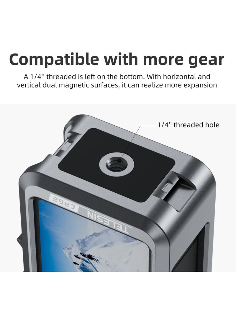 TELESIN - TELESIN Aluminium Alloy Frame Case For DJI ACTION 4 3 Metal Cage Quick Release Mount with Cold Shoe Full Protective Frame Case - Image 1