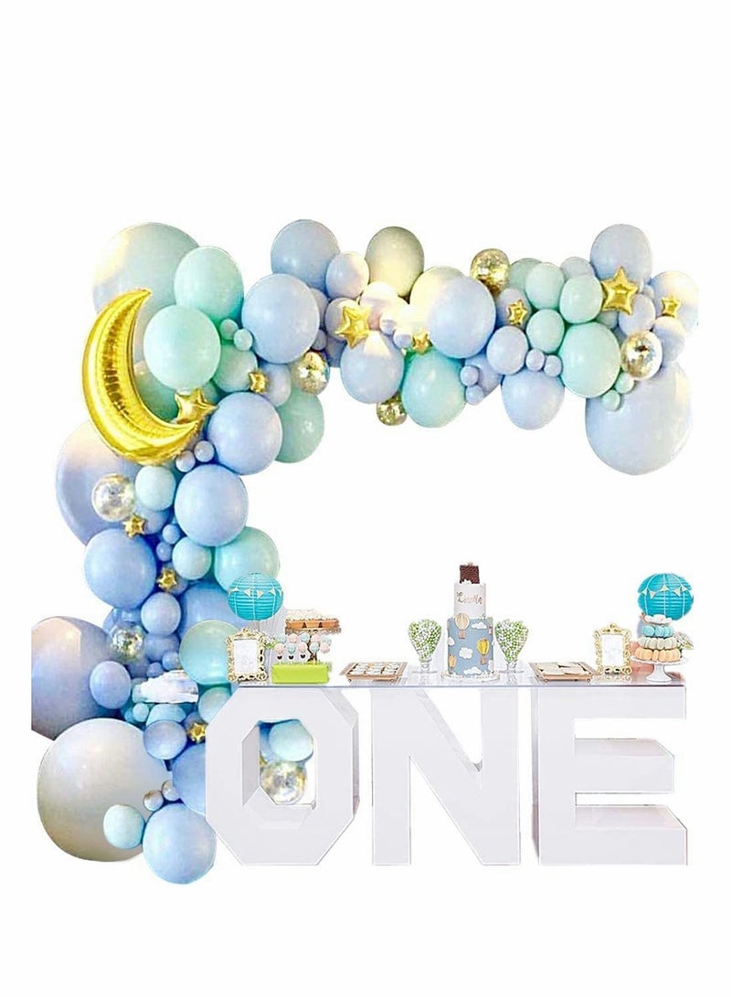SOLARAE Balloon Arch Garland Kit,Confetti Latex Balloons 16Ft Party Decoration DIY Set (137Pcs Moon Blue+2 Tools ) - Image 1