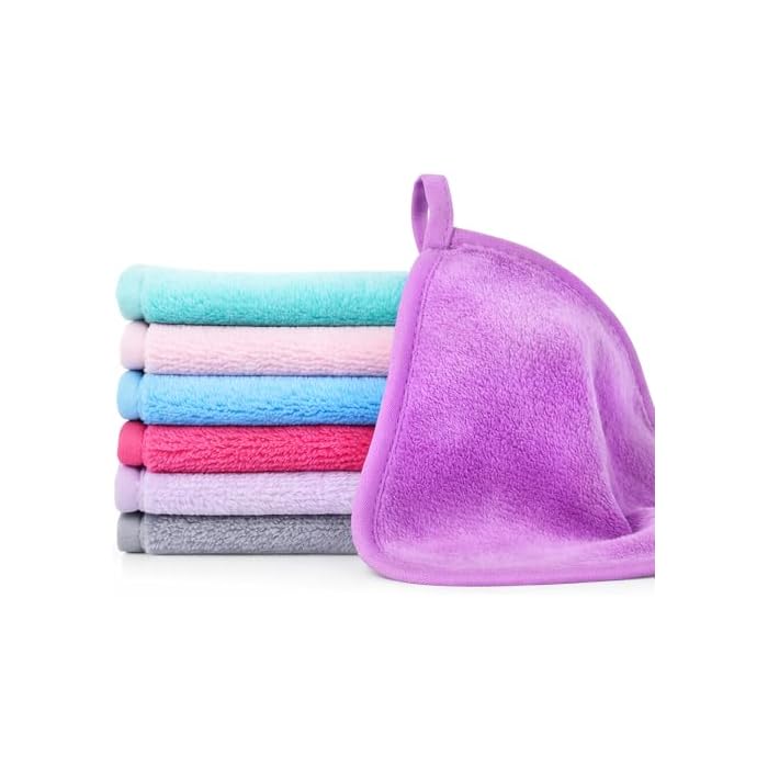 7PCS Makeup Remover Cloth, Makeup Remover Cloth Cleaning Reusable Face Wash Cloths for All Skin Types Face Wash Soft Make up Towels Facial Cleansing Cloths for Women 6" X 6.3"