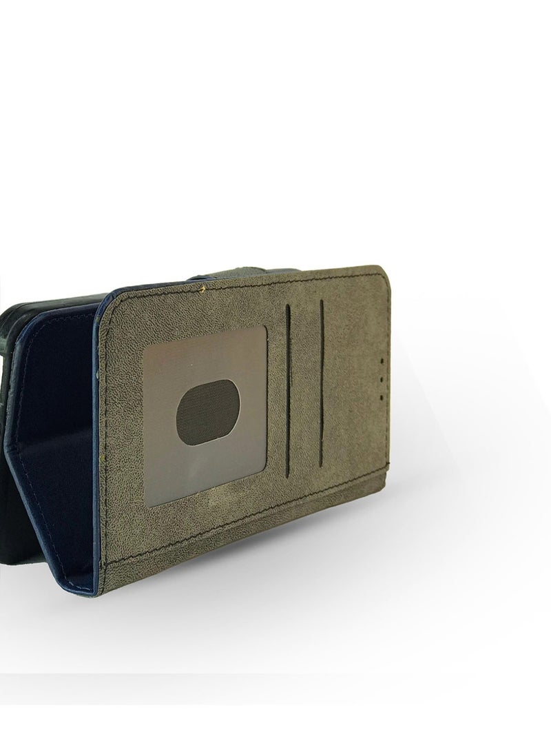 جراب جلدي قلاب بتصميم خطين مع فتحة للبطاقات، ومسند، وحزام بإغلاق مغناطيسي، وغطاء داخلي من السيليكون TPU، متوافق مع هاتف Honor 200 Pro (6.78 بوصة) (أزرق) - Image 5