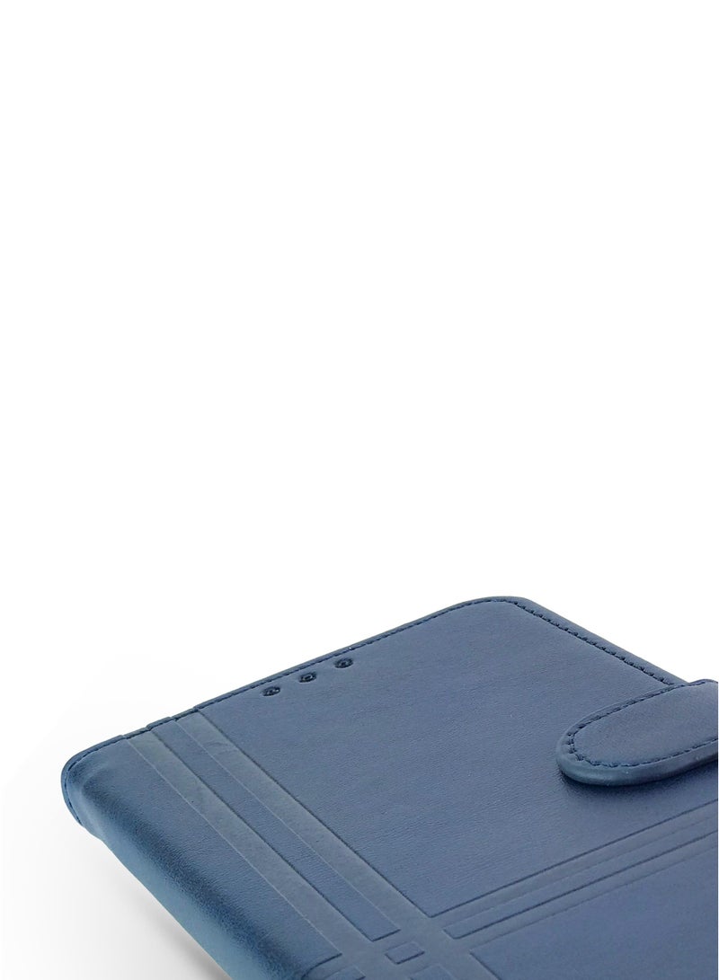 جراب جلدي قلاب بتصميم خطين مع فتحة للبطاقات، ومسند، وحزام بإغلاق مغناطيسي، وغطاء داخلي من السيليكون TPU، متوافق مع هاتف Honor 200 Pro (6.78 بوصة) (أزرق) - Image 3