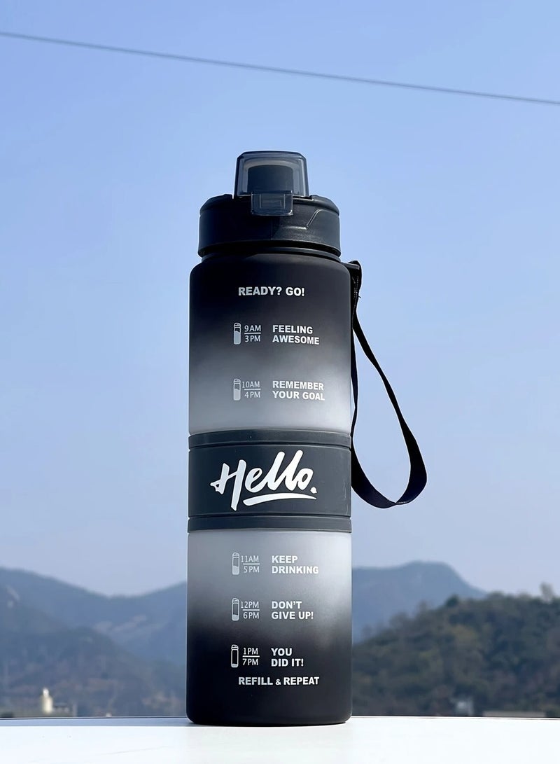 Generic Motivational Water Bottle 1L Water Bottle For Kids School Water Bottles With Straw Leak Proof Water Bottle With Time Marker For Sport, School, Gym, Office - Image 1