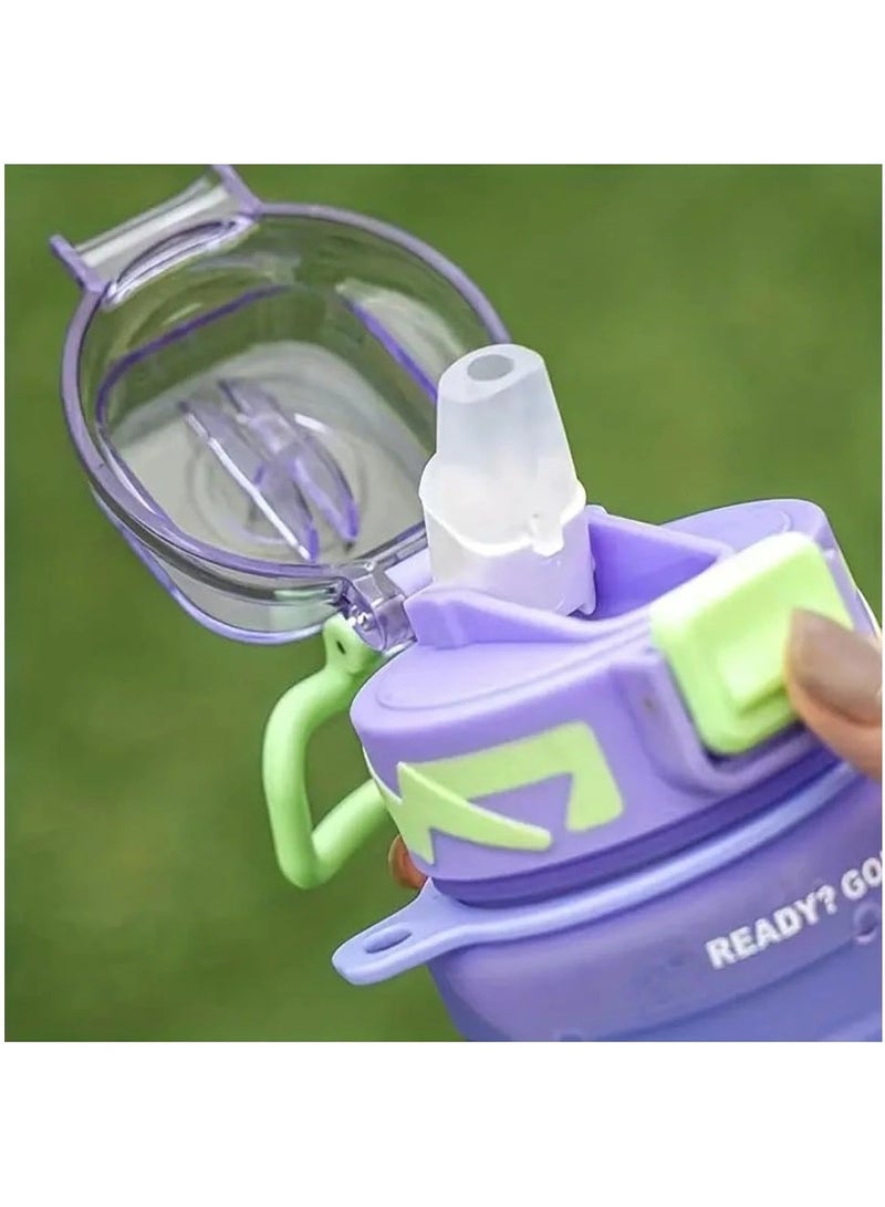 Generic Motivational Water Bottle 1L Water Bottle For Kids School Water Bottles With Straw Leak Proof Water Bottle With Time Marker For Sport, School, Gym, Office - Image 3