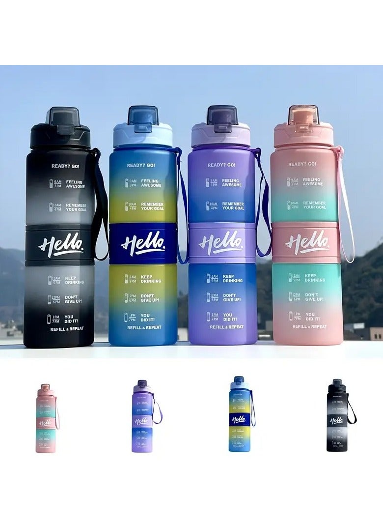 Generic Motivational Water Bottle 1L Water Bottle For Kids School Water Bottles With Straw Leak Proof Water Bottle With Time Marker For Sport, School, Gym, Office - Image 4
