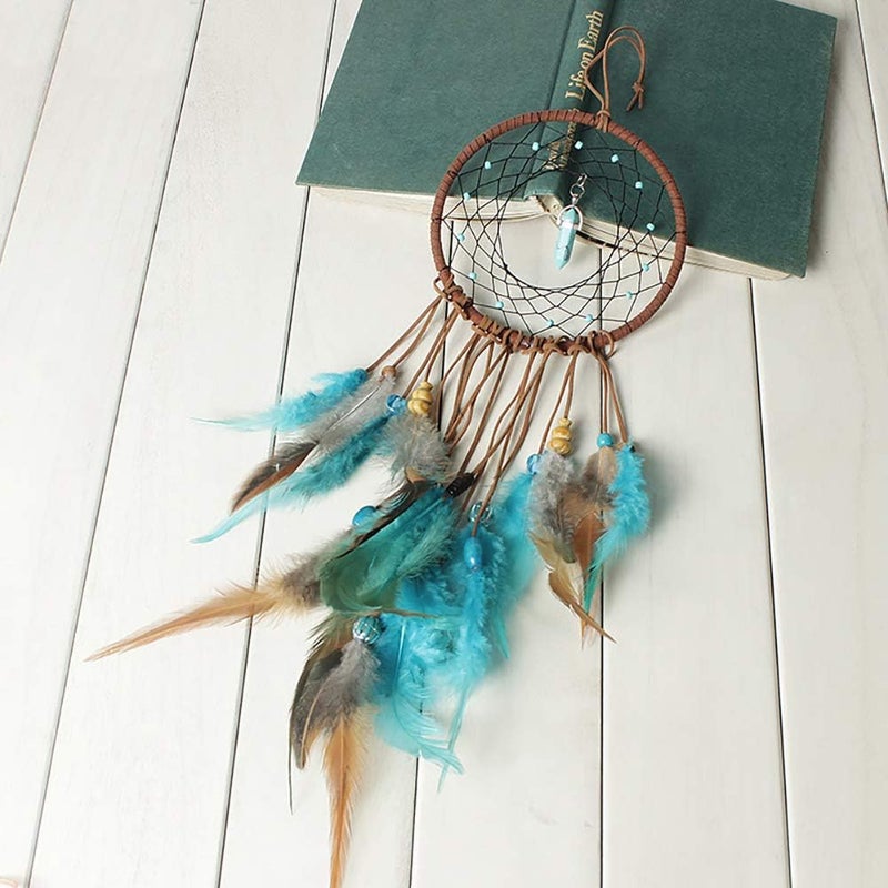 FANDOL DIY Dream Catcher Making Kit, Macrame Dream Catcher Craft Supplies for Kids Bedroom Wall Decor Nursery Baby Room Hanging Wedding Ornaments Party Handmade Gift (Turquoise) - Image 3