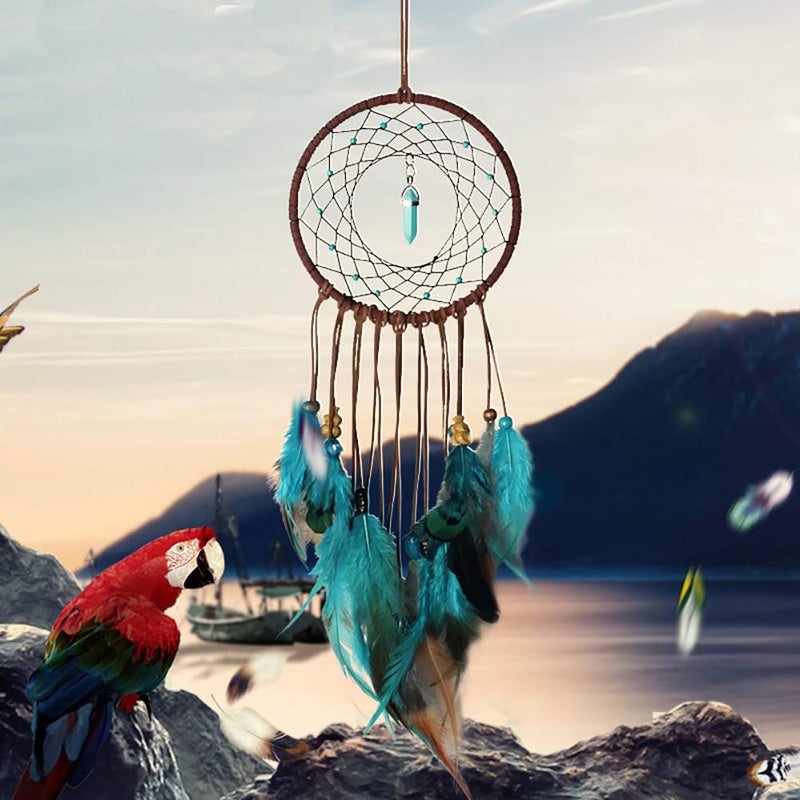 FANDOL DIY Dream Catcher Making Kit, Macrame Dream Catcher Craft Supplies for Kids Bedroom Wall Decor Nursery Baby Room Hanging Wedding Ornaments Party Handmade Gift (Turquoise) - Image 5