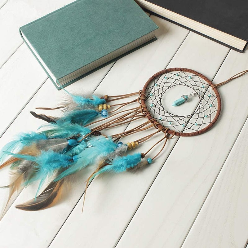 FANDOL DIY Dream Catcher Making Kit, Macrame Dream Catcher Craft Supplies for Kids Bedroom Wall Decor Nursery Baby Room Hanging Wedding Ornaments Party Handmade Gift (Turquoise) - Image 4