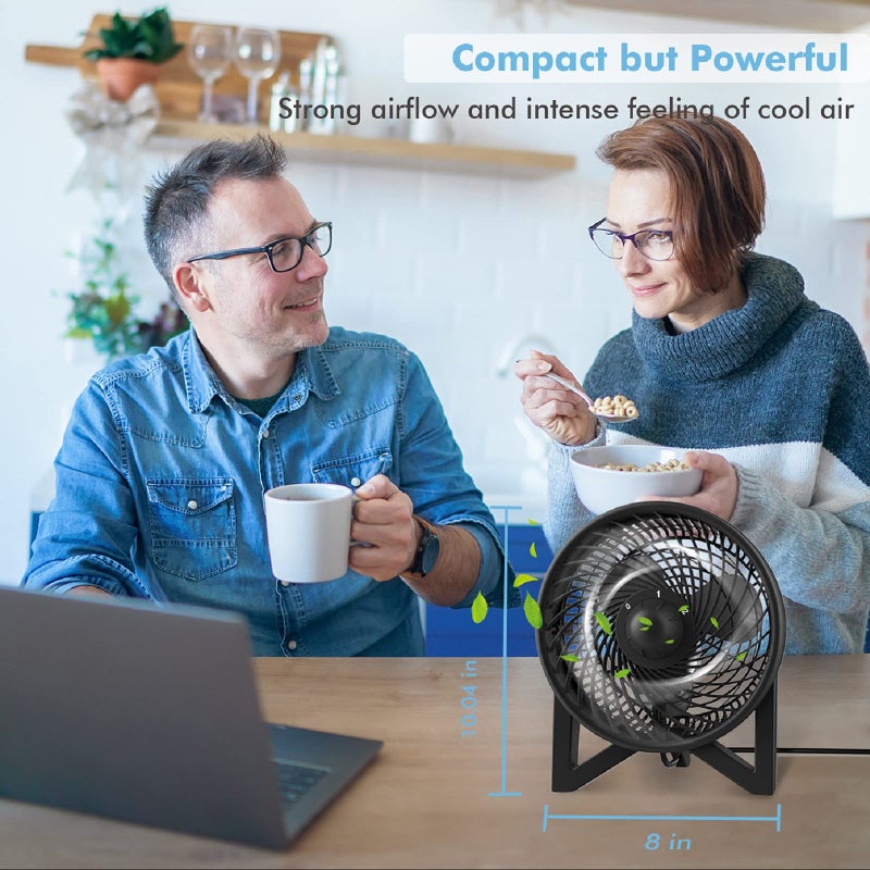 Dr. Prepare DR.PREPARE Desk Fan, 8 Inch Powerful Table Fan, Small Quiet Bedside Fan with 2 Speeds, Portable Personal Cooling Fan for Bedroom Sleeping Tabletop Office Home Kitchen Camping, Black - Image 2