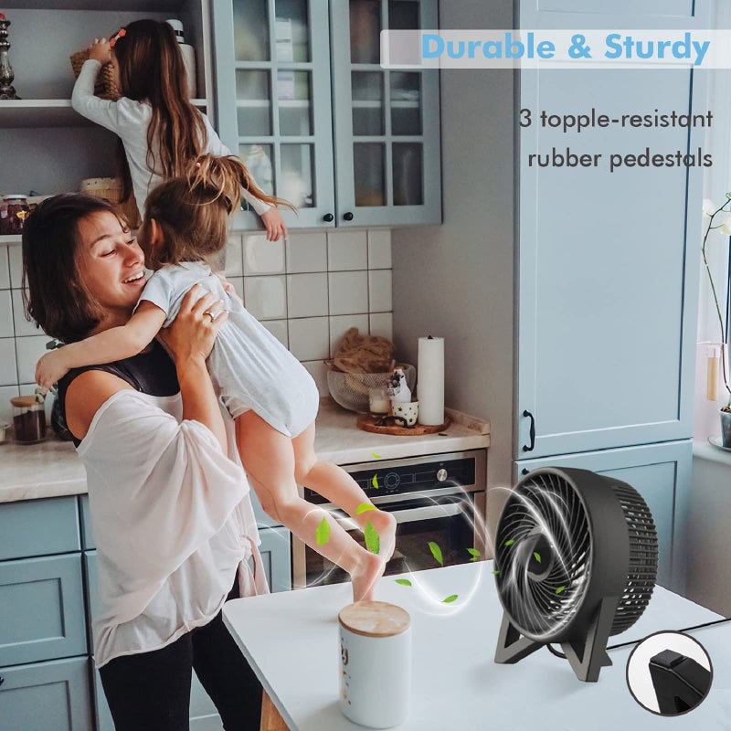 Dr. Prepare DR.PREPARE Desk Fan, 8 Inch Powerful Table Fan, Small Quiet Bedside Fan with 2 Speeds, Portable Personal Cooling Fan for Bedroom Sleeping Tabletop Office Home Kitchen Camping, Black - Image 4