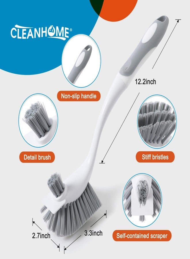 CLEANHOME 4-Pack Heavy-Duty Dish Scrub Brushes with Stiff Non-Scratch Bristles & Long Handle - Multi-Purpose Kitchen Cleaning Brushes for Pots, Pans, Bottles, Deep Cleaning - Image 2