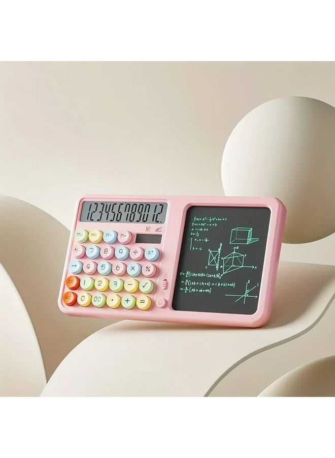 Multicolor Pink Desktop Office Calculator Handwriting Board Dual Power Battery Solar Large Screen Memo Assistant - Image 1