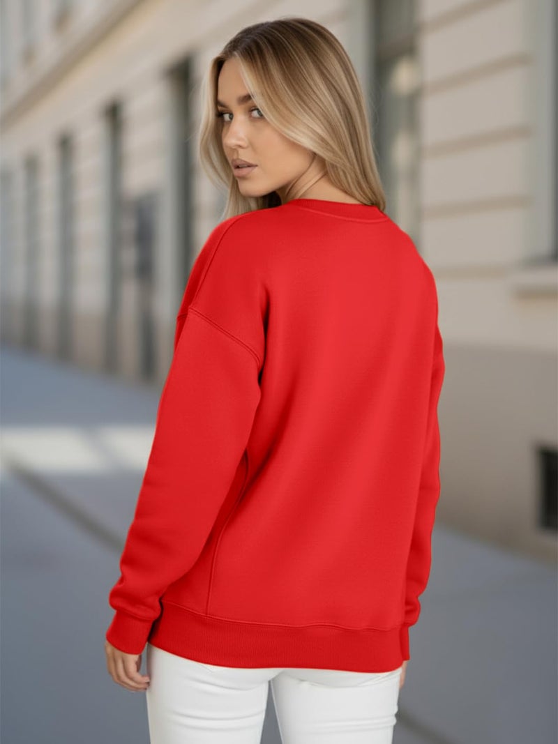LEOTUDE Women’s Loose fit Round Neck Sweatshirt for Women (GRL_W11_SP-XOD9_P_Red_L) - Image 4