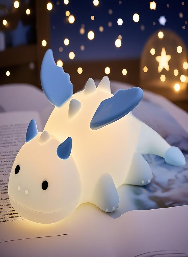 POSSHE Dragon Night Light, Cute Baby Dragon Gifts, Soft Silicone Lamp with 3 Level Warm Light and RGB Changing, Breastfeeding Nursery Portable Kawaii Bedside Lamp for Baby, Toddler, Boys and Girls - Image 1