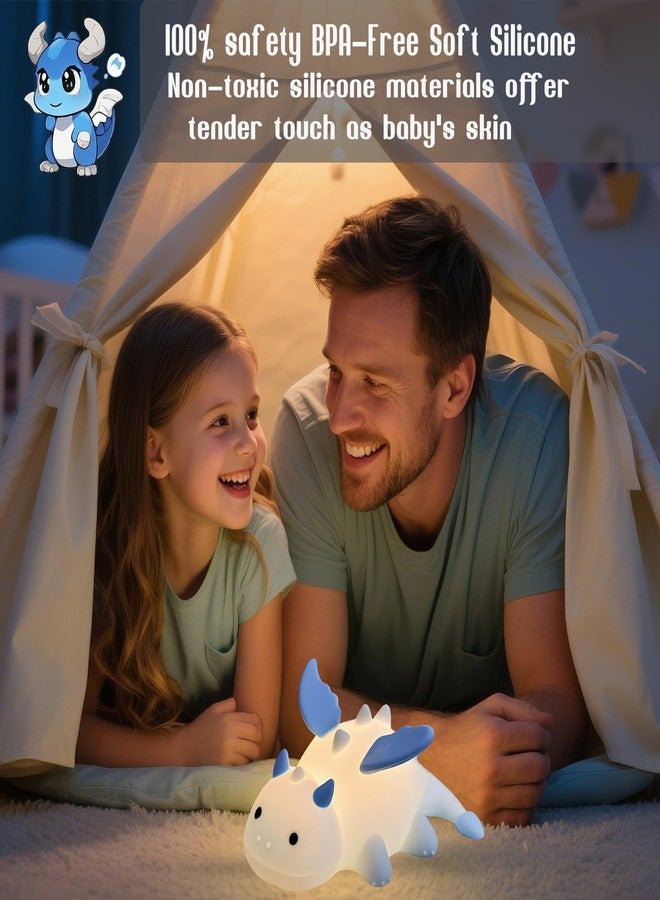 POSSHE Dragon Night Light, Cute Baby Dragon Gifts, Soft Silicone Lamp with 3 Level Warm Light and RGB Changing, Breastfeeding Nursery Portable Kawaii Bedside Lamp for Baby, Toddler, Boys and Girls - Image 4