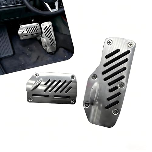 Hugwits 2 PCS NonSlip Car Pedal Covers Premium Aluminum Alloy Automatic Transmission Gas Brake Pads Safe Driving Car Pedal Replacement Accessories Universal for Most Cars Black - Image 1