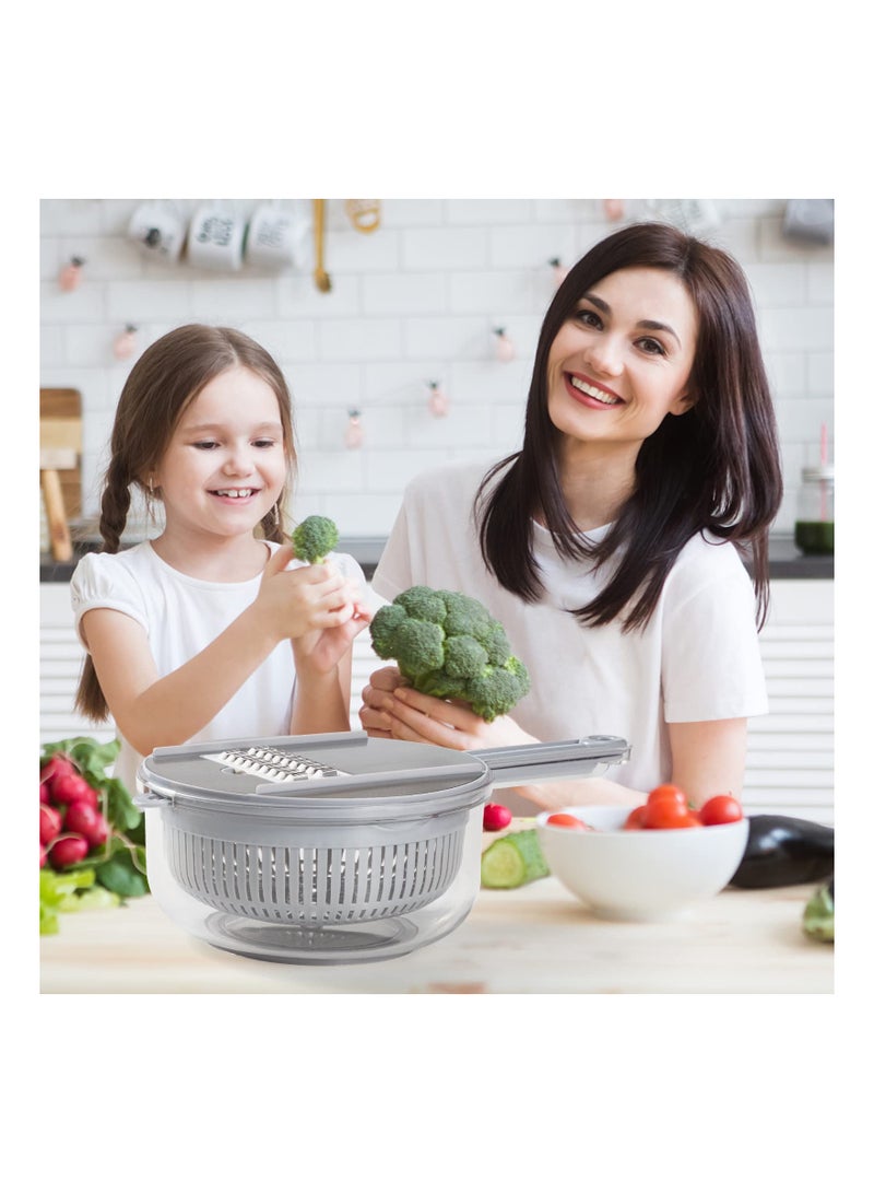 SYOSI Vegetable Mandoline Slicer, New Upgrade Version 10 in 1 Kitchen Vegetable Cutter and Slicer, Stainless steel Kitchen Multipurpose Julienne Grater with Hand Guard, Drain Basket and Container  - Image 4