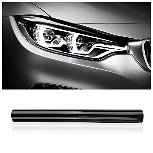 wedfish 12 X 48inch Car Light Tint Film CuttableStretchability Car Headlight Taillight Fog Light Vivid Vinyl Wrap ProtectorNonMarking SelfAdhesive Decals Car Decor Matte Black - Image 1