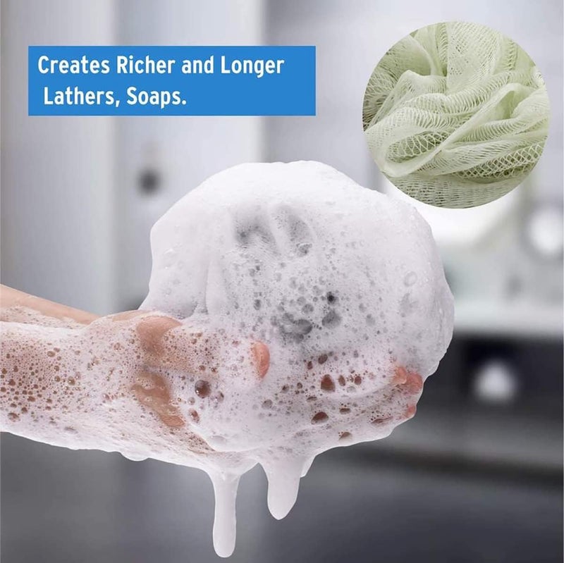 ToolHouse 4 Pack Bath Sponge, PE Bath Sponges Shower Loofahs Mesh Sponge, Hanging Shower Sponge, Mesh Body Brush Balls -Exfoliate Cleanse, Soothe Skin, for Kids/Men and Women - Image 3