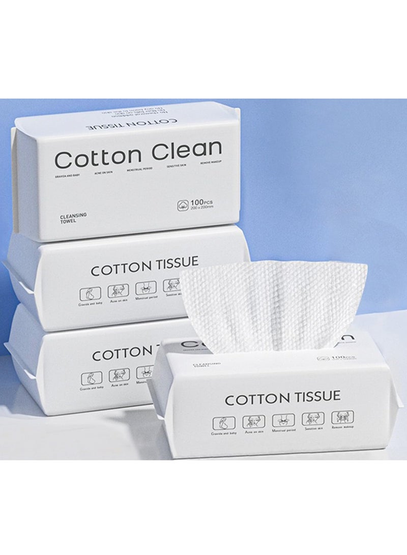 4 Pack Disposable Face Cloths for Washing, 100% Cotton Face Towel Lint Free Makeup Removing Towel, Dry Wet Dual Use, Ultra-Soft, Thicken, Extra Absorbent, for Delicate Skin - Image 1